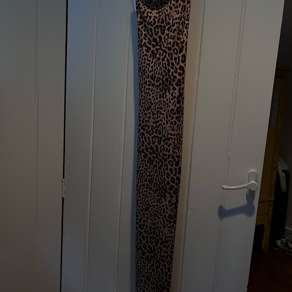 Bershka Leopard Print Maxi Dress - Pink and Black